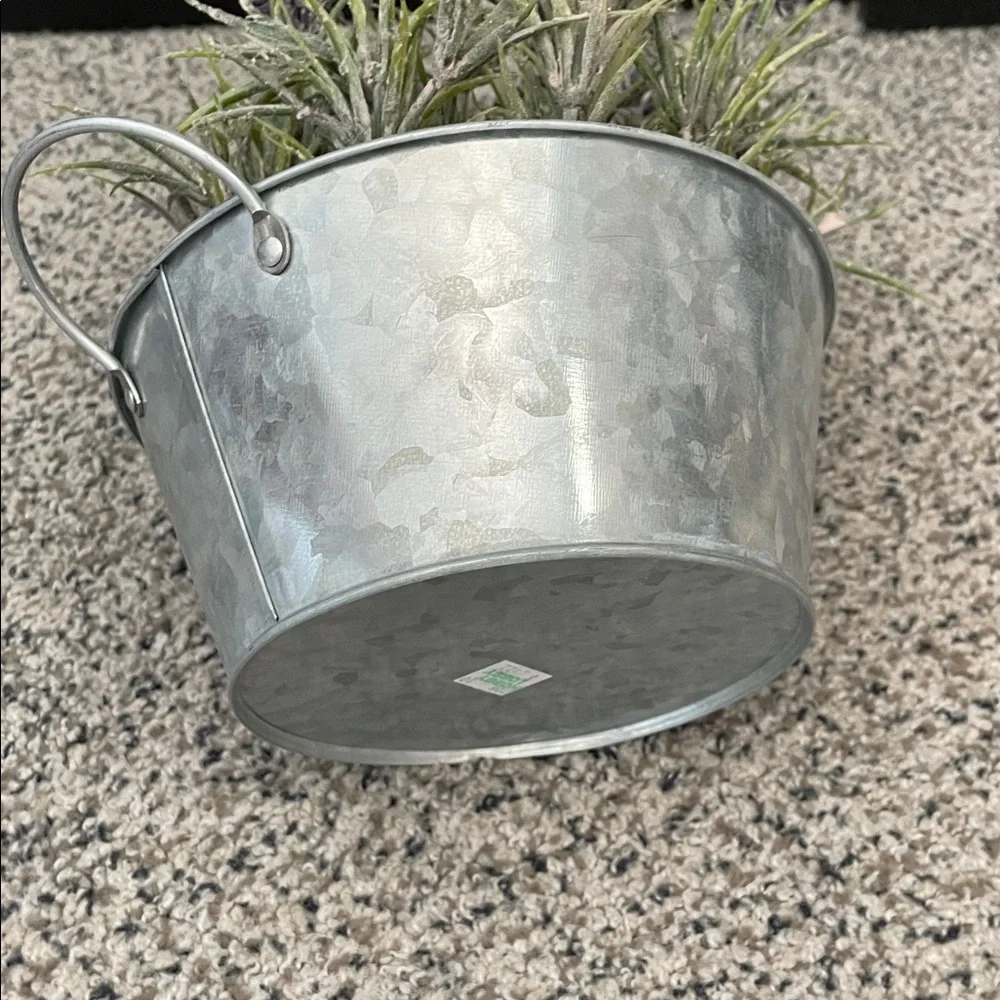 Lavender and Greenery in Galvanized Planter